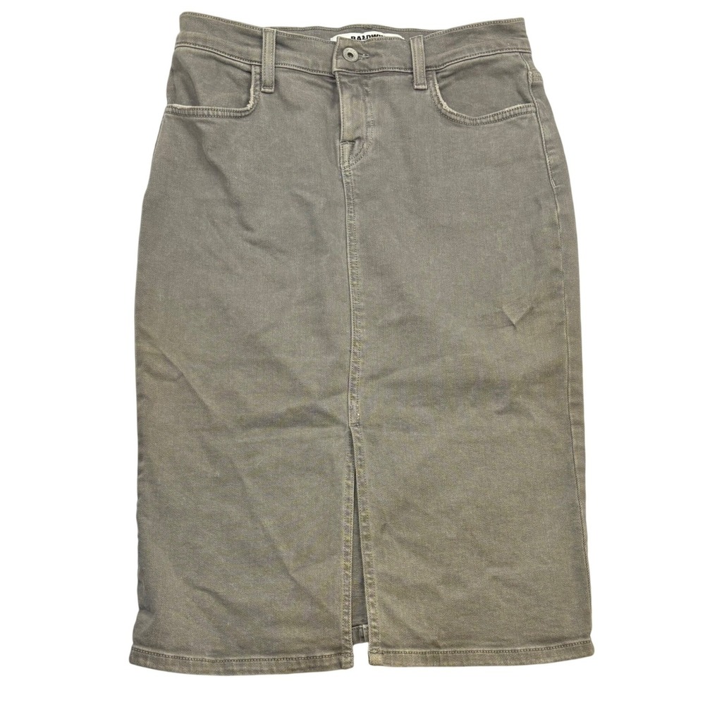 Baldwin The Kylie Pencil Skirt Grey Denim Midi Made in USA Size 27